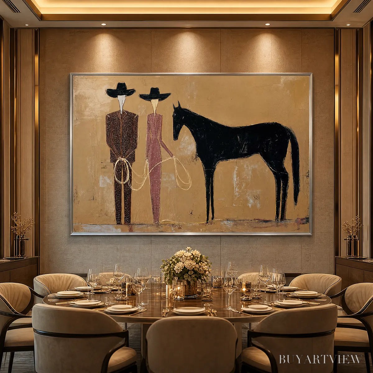 ARTOVITAS the Pact – Modern Abstract Western Figurative Oil Painting - image 6