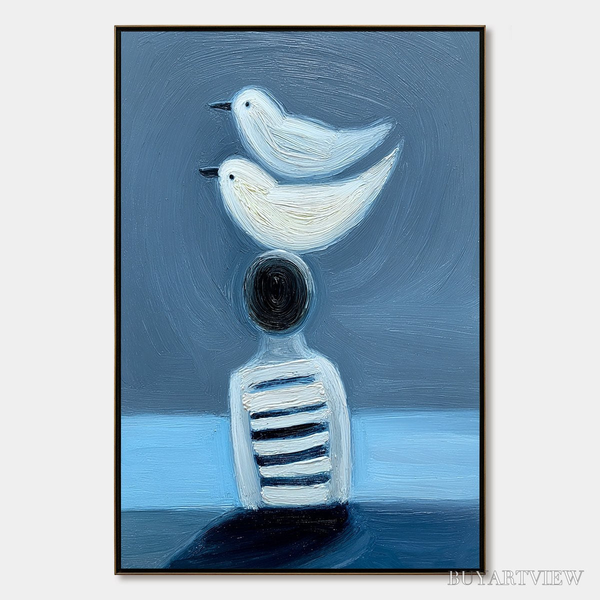 ARTOVITAS Equilibrium – Serene Blue Textured Figurative Oil Painting - image 1