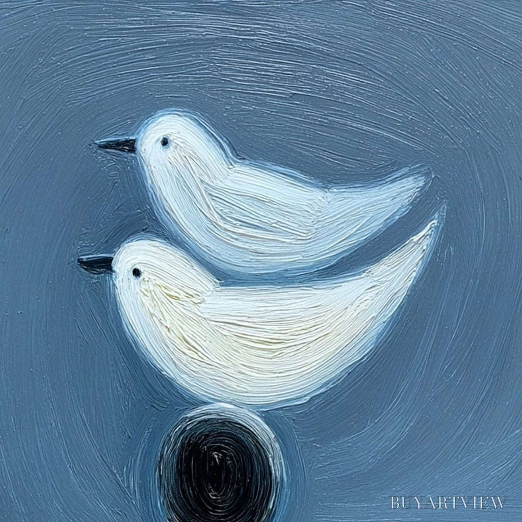 ARTOVITAS Equilibrium – Serene Blue Textured Figurative Oil Painting - image 3