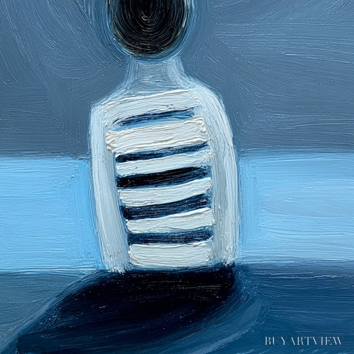 ARTOVITAS Equilibrium – Serene Blue Textured Figurative Oil Painting - image 5