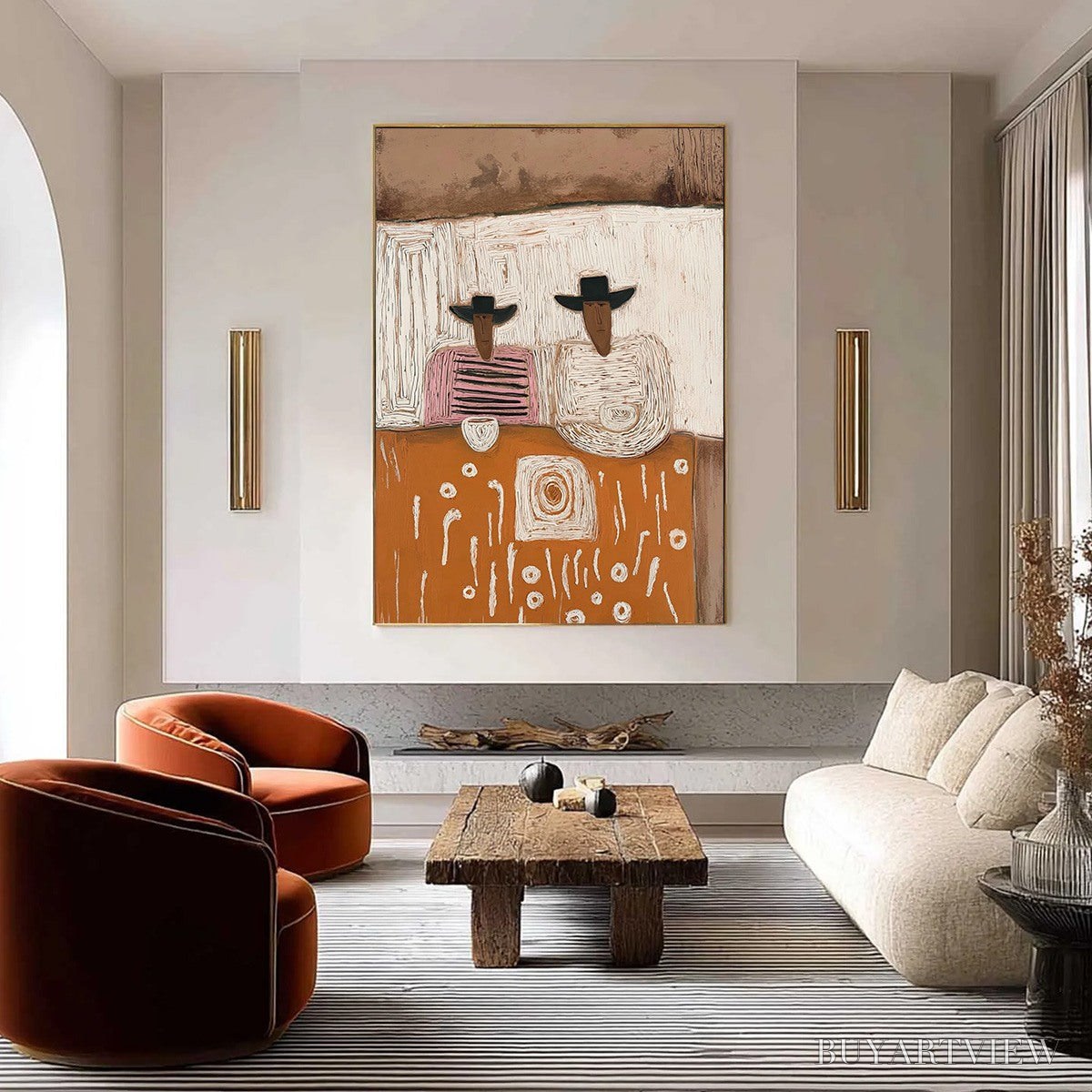 ARTOVITAS the Companions – Textured Boho Figurative Impasto Oil Painting - image 2