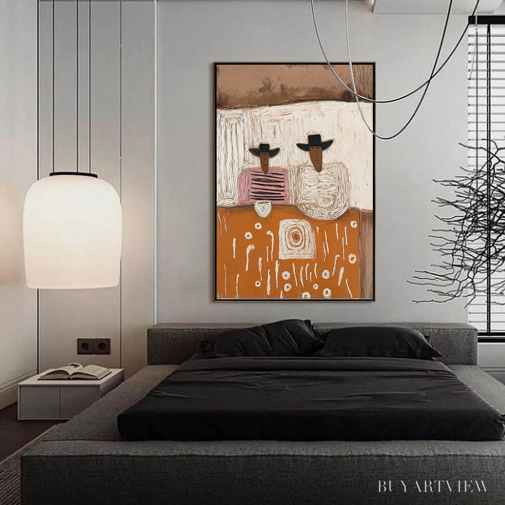 ARTOVITAS the Companions – Textured Boho Figurative Impasto Oil Painting - image 4