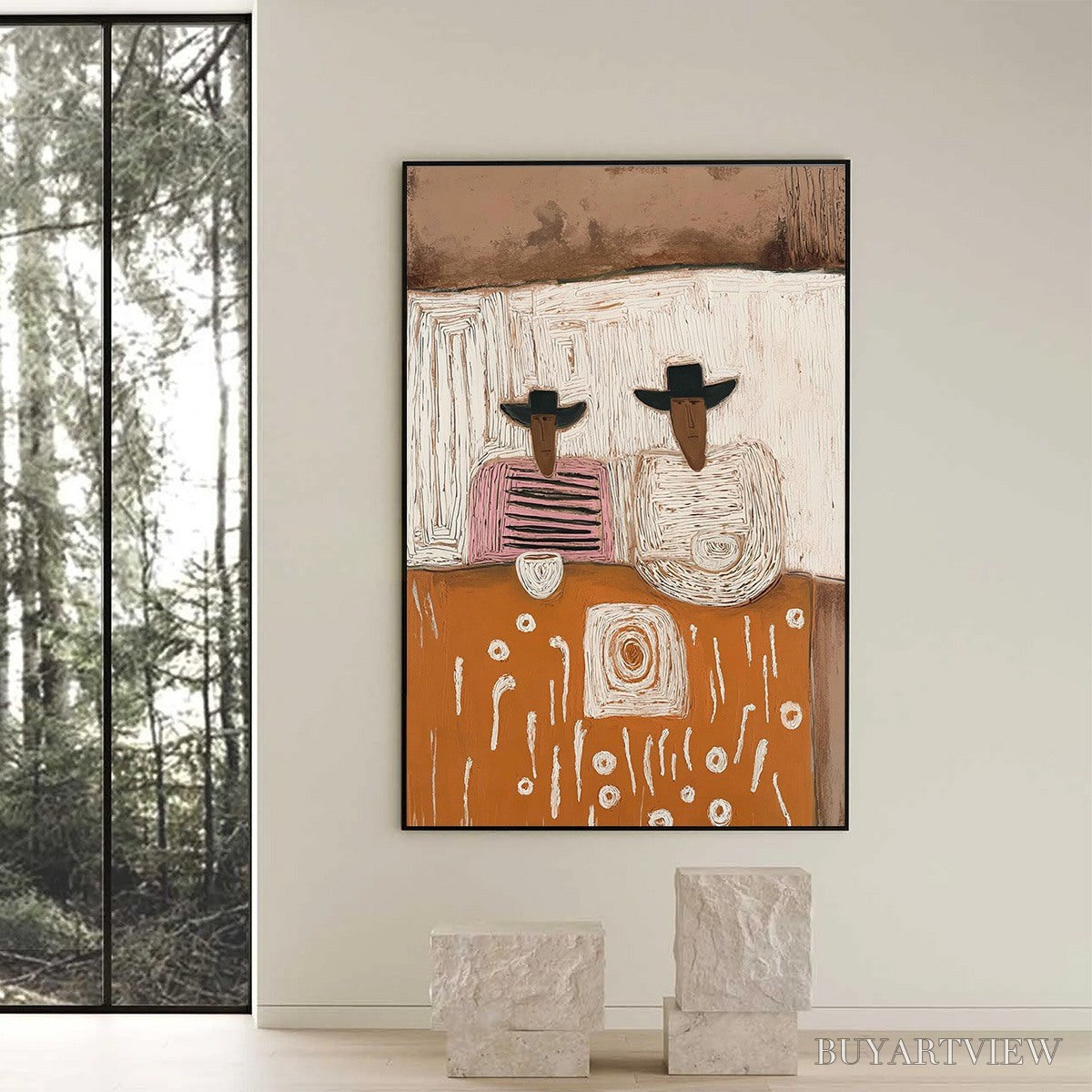 ARTOVITAS the Companions – Textured Boho Figurative Impasto Oil Painting - image 6