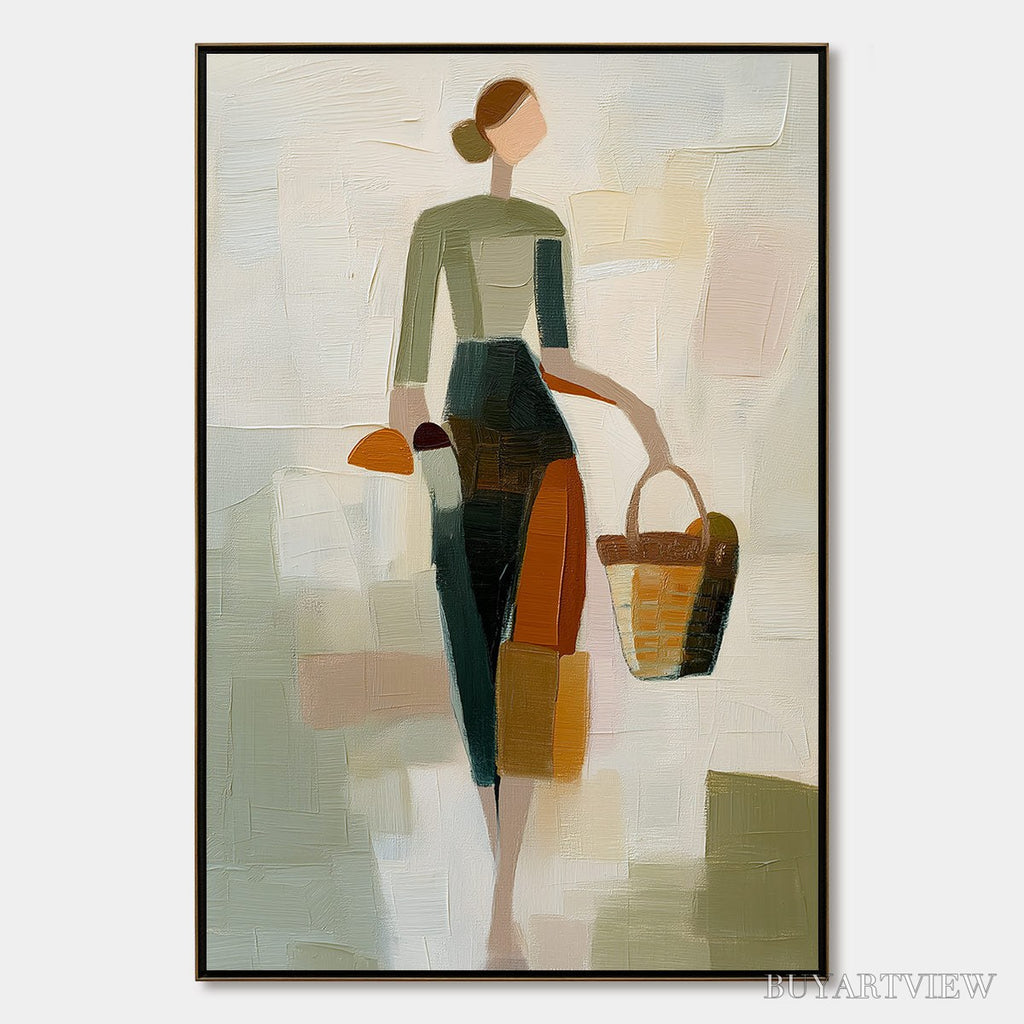 ARTOVITAS the Gatherer – Textured Abstract Figurative Painting of a Woman - image 1