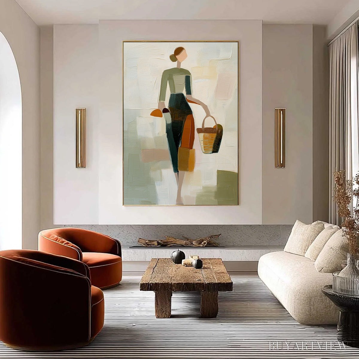 ARTOVITAS the Gatherer – Textured Abstract Figurative Painting of a Woman - image 2