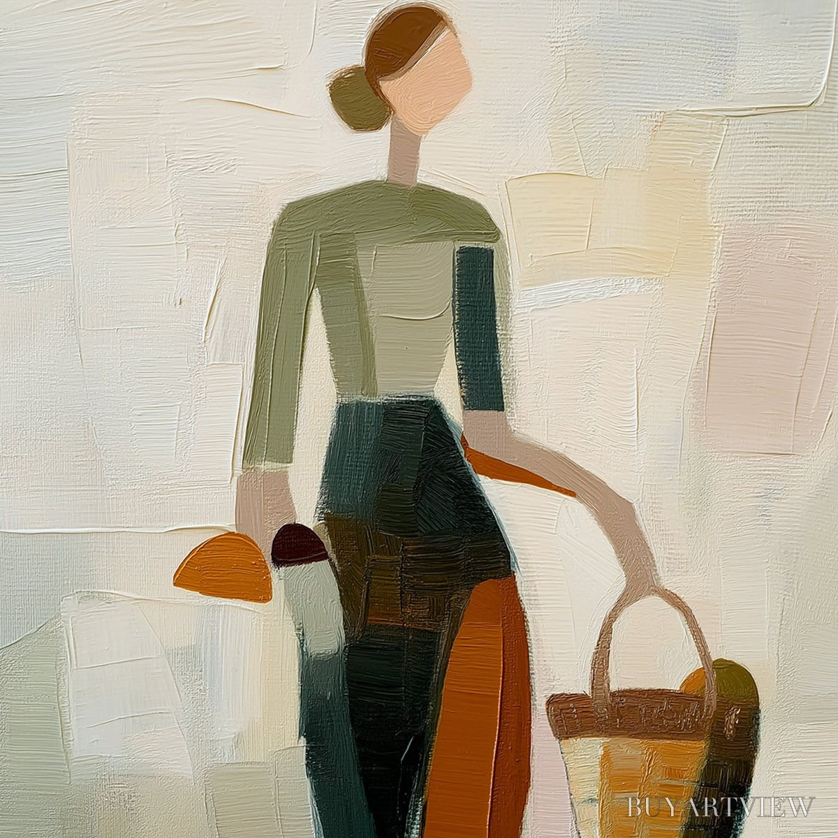 ARTOVITAS the Gatherer – Textured Abstract Figurative Painting of a Woman - image 3
