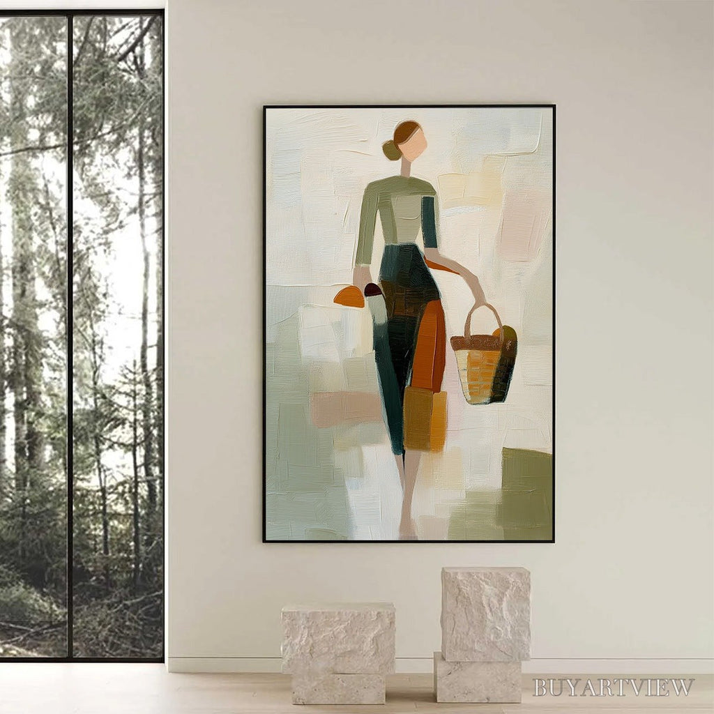 ARTOVITAS the Gatherer – Textured Abstract Figurative Painting of a Woman - image 6