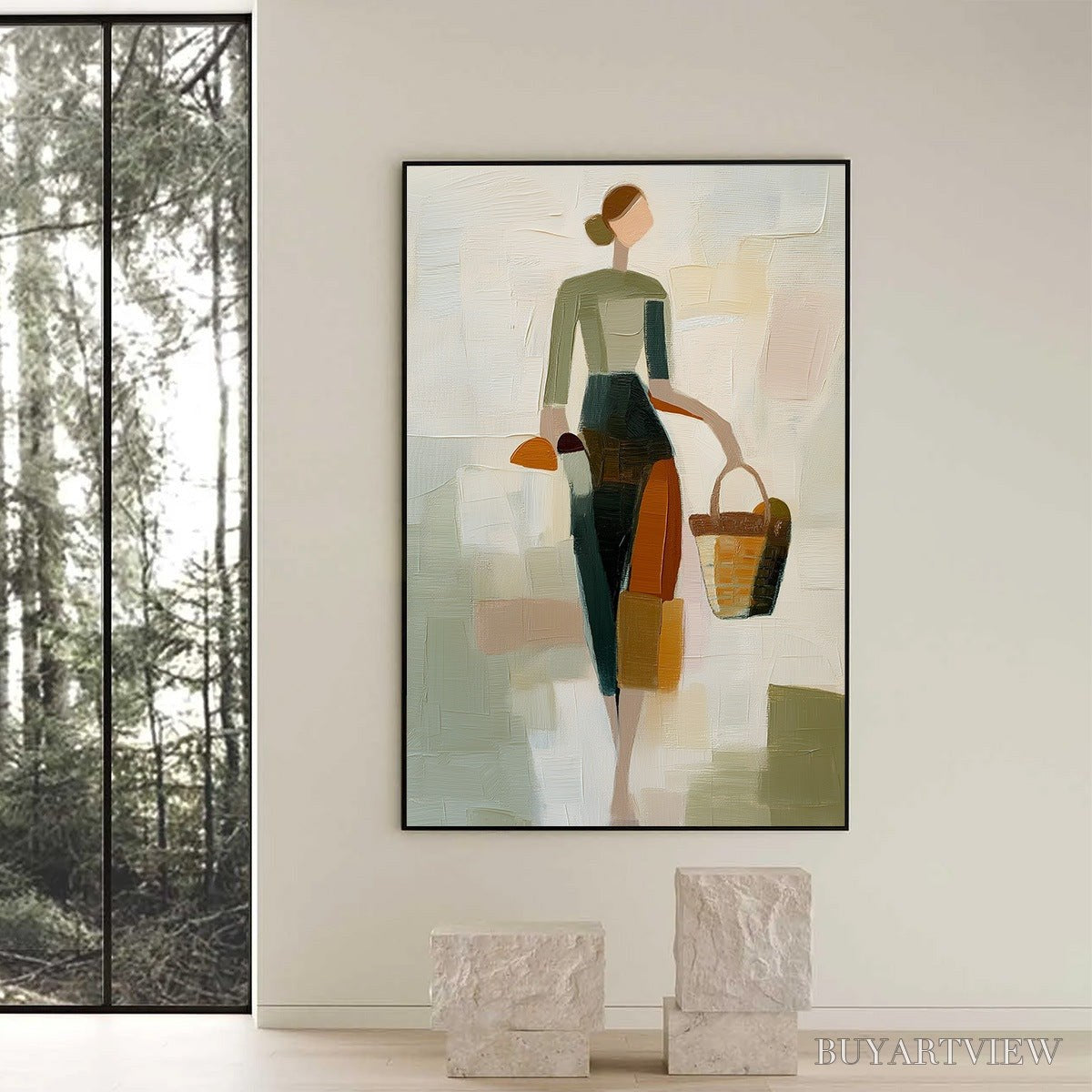 ARTOVITAS the Gatherer – Textured Abstract Figurative Painting of a Woman - image 6
