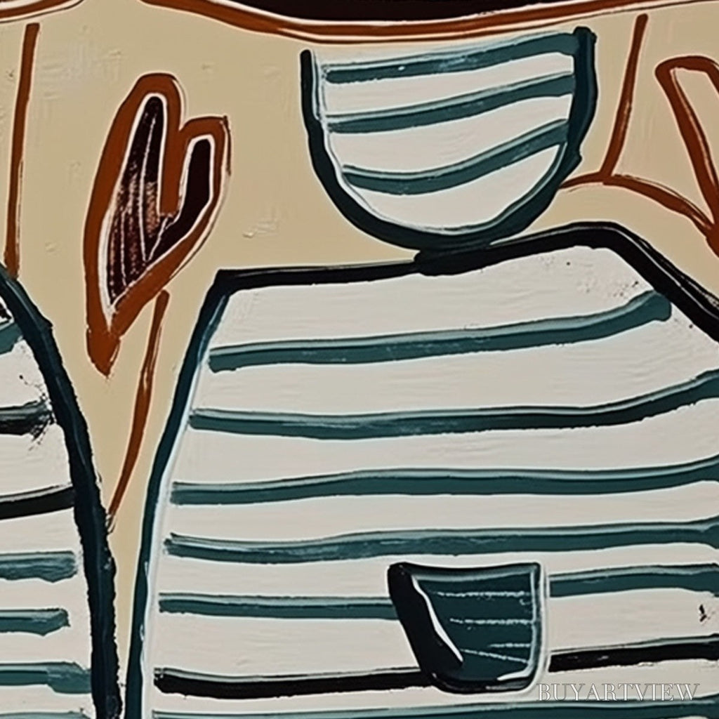 ARTOVITAS Kindred Spirits – Modern Abstract Figurative Painting of Two Companions - image 5