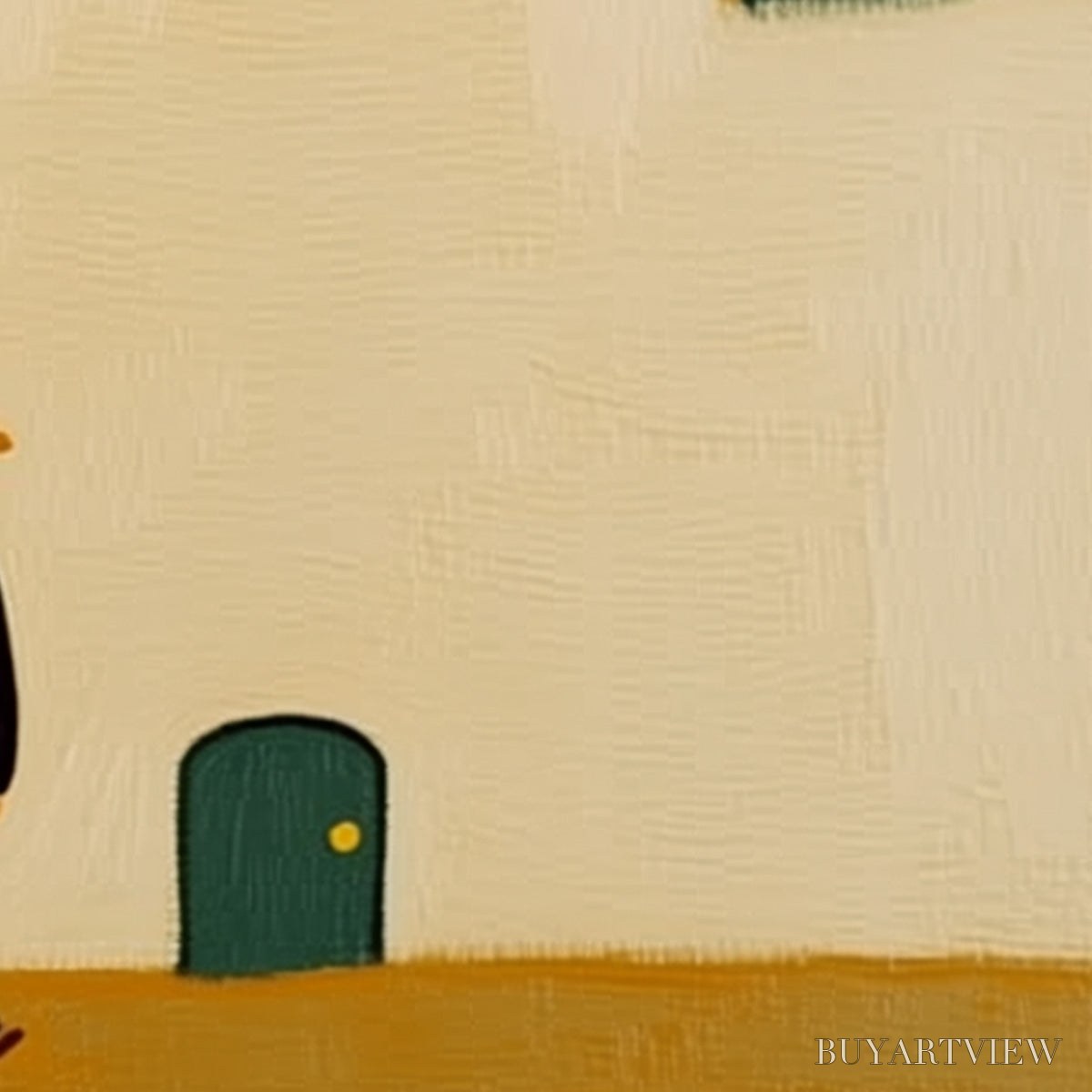 ARTOVITAS Pilgrim'S Path – Minimalist Figurative Painting of a Spanish Village Scene - image 3