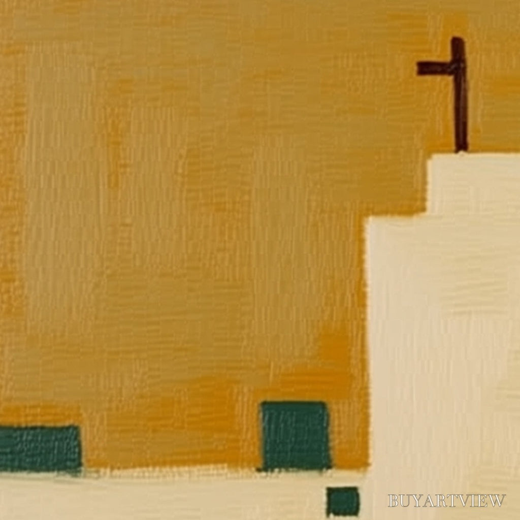 ARTOVITAS Pilgrim'S Path – Minimalist Figurative Painting of a Spanish Village Scene - image 5