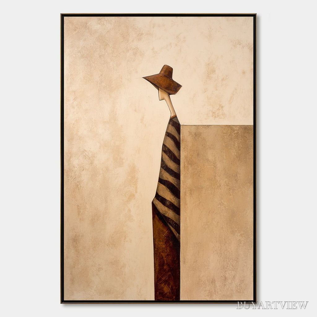 ARTOVITAS Solitude – Minimalist Figurative Painting in Earthy Tones - image 1