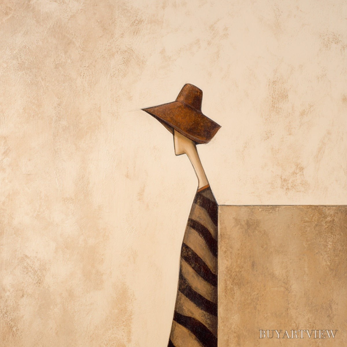 ARTOVITAS Solitude – Minimalist Figurative Painting in Earthy Tones - image 3