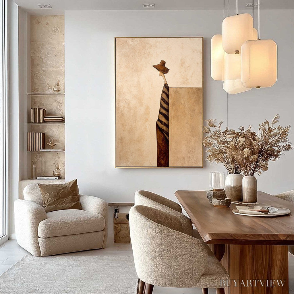 ARTOVITAS Solitude – Minimalist Figurative Painting in Earthy Tones - image 4