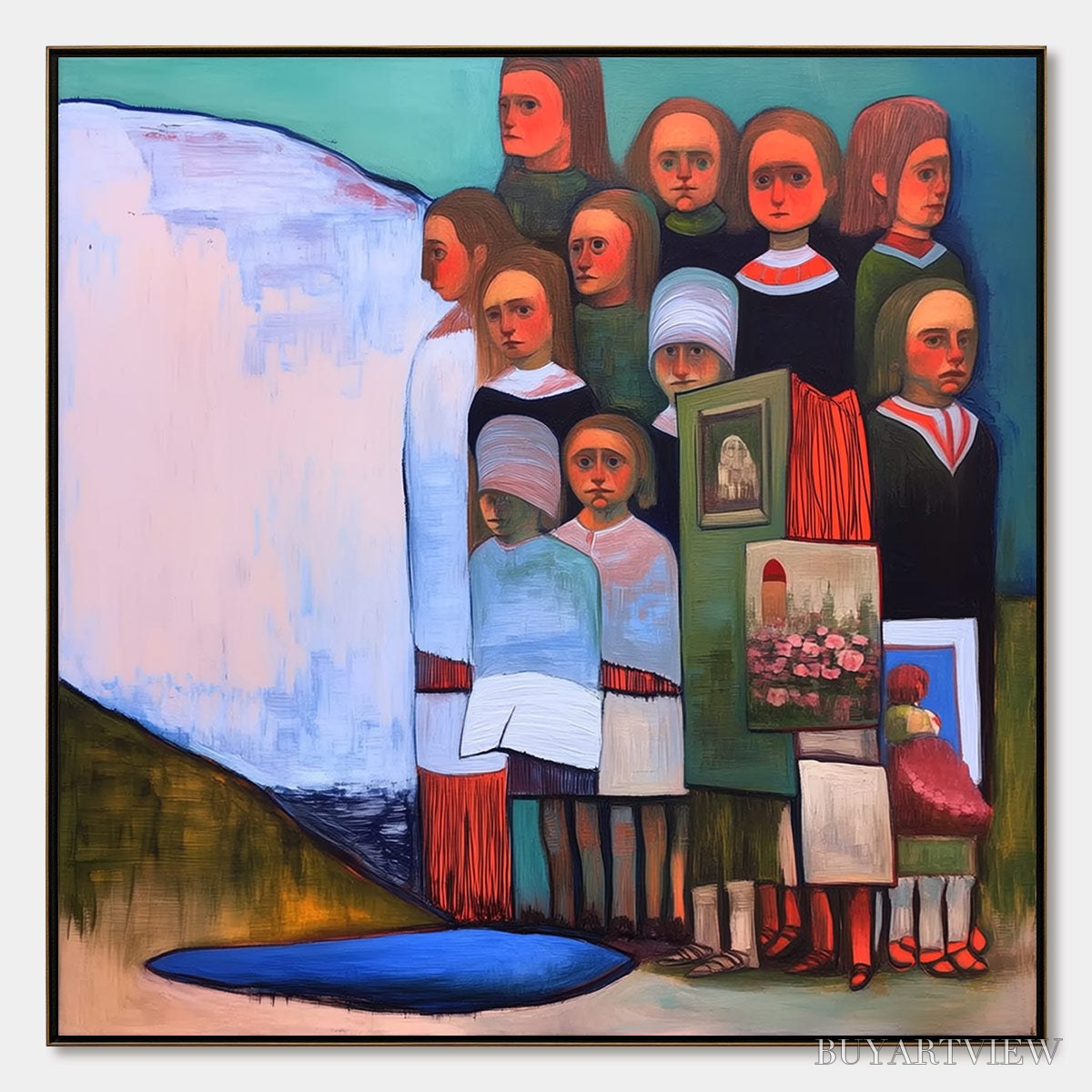 ARTOVITAS the Storykeepers – Colorful Figurative Painting of a Generational Gathering - image 1