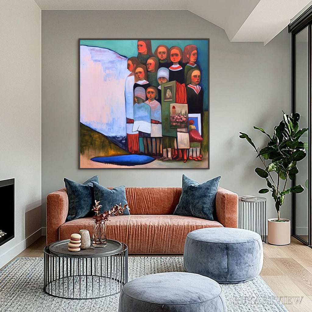 ARTOVITAS the Storykeepers – Colorful Figurative Painting of a Generational Gathering - image 2