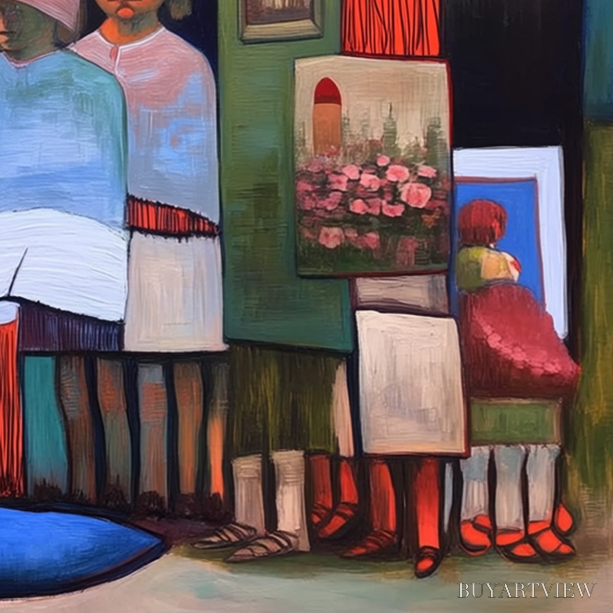 ARTOVITAS the Storykeepers – Colorful Figurative Painting of a Generational Gathering - image 3