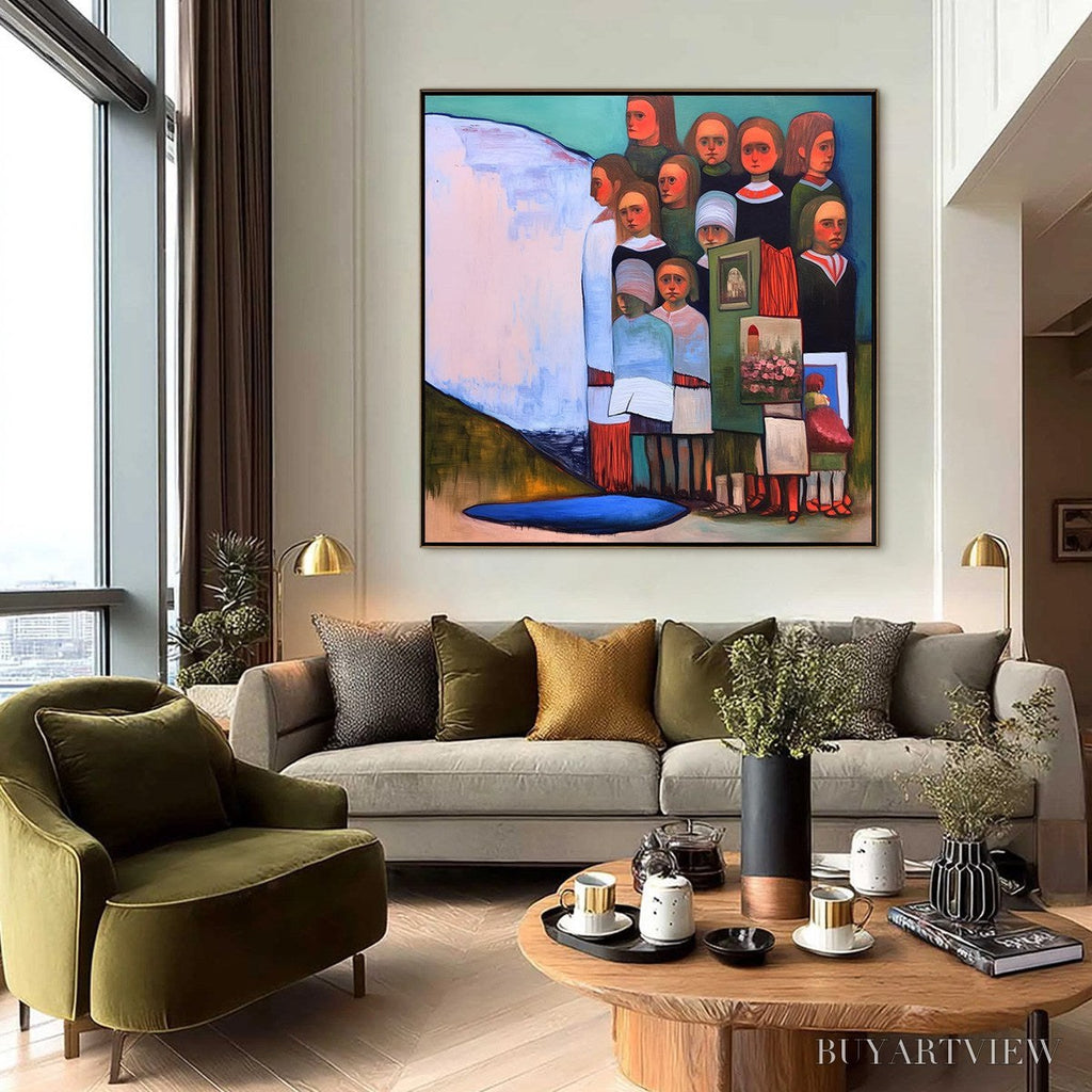 ARTOVITAS the Storykeepers – Colorful Figurative Painting of a Generational Gathering - image 6