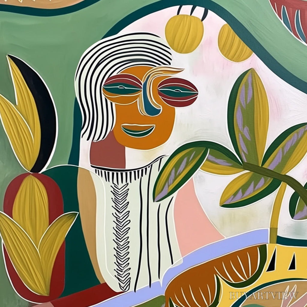 ARTOVITAS Garden Whispers – Colorful Abstract Figurative Painting for Modern Spaces - image 3