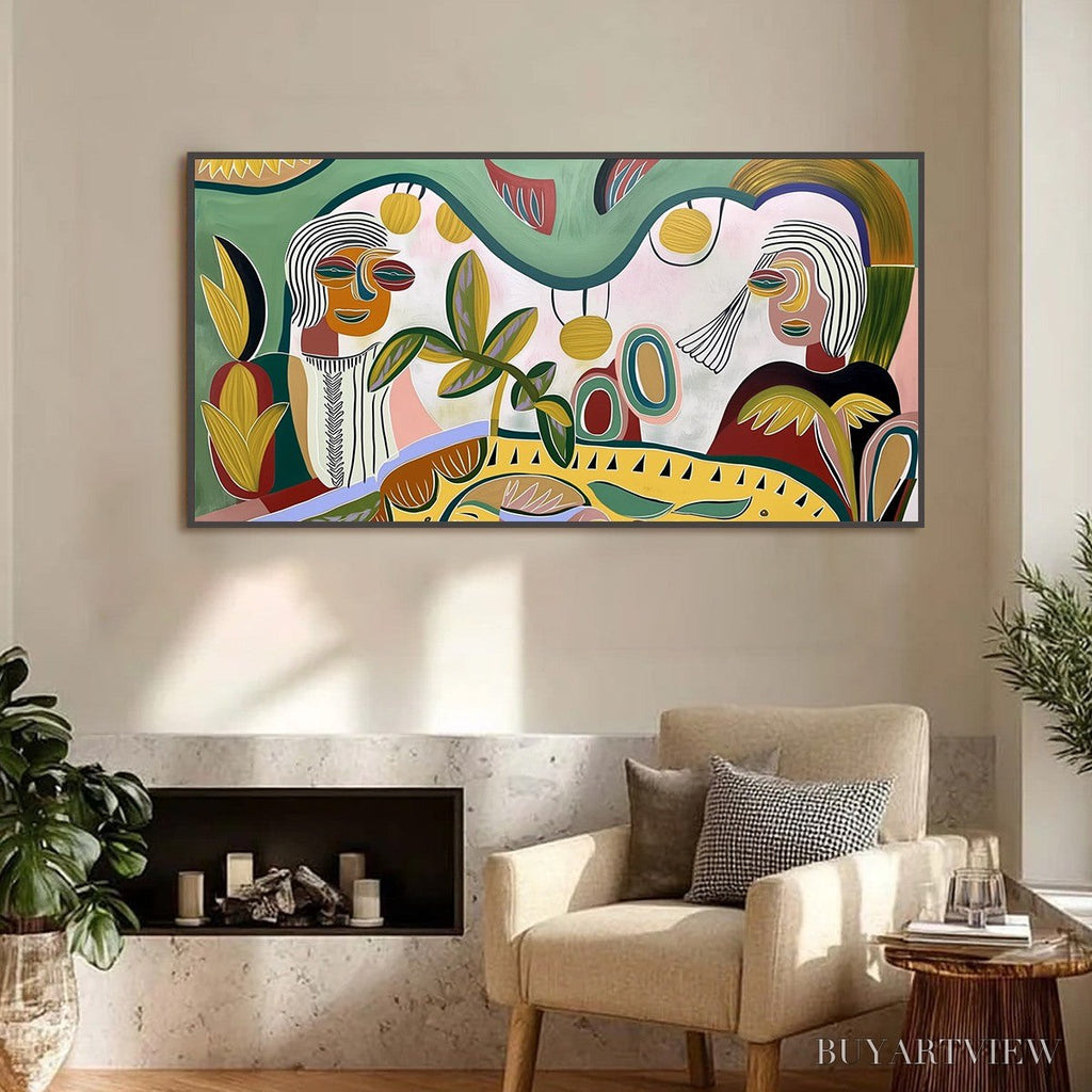 ARTOVITAS Garden Whispers – Colorful Abstract Figurative Painting for Modern Spaces - image 4