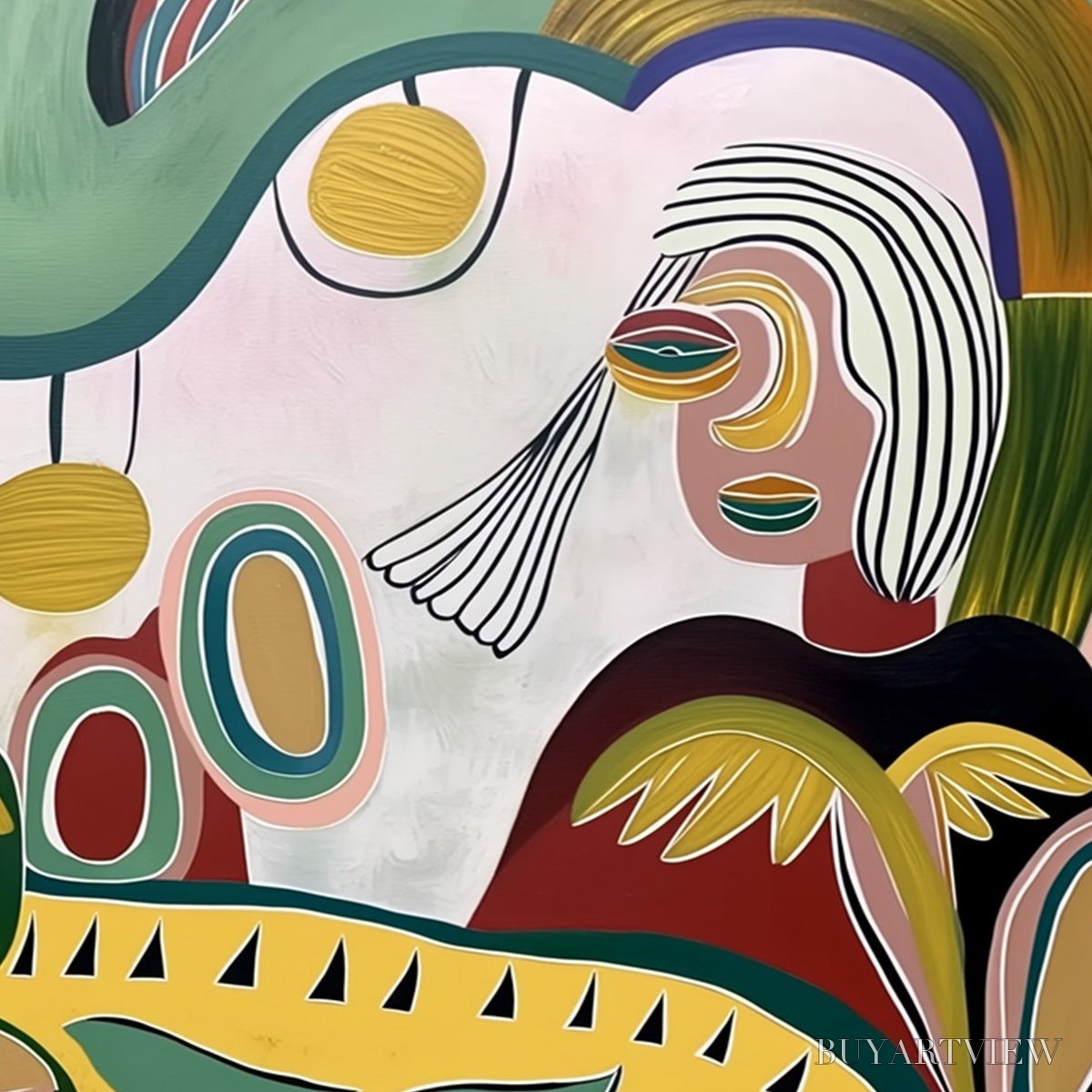 ARTOVITAS Garden Whispers – Colorful Abstract Figurative Painting for Modern Spaces - image 5