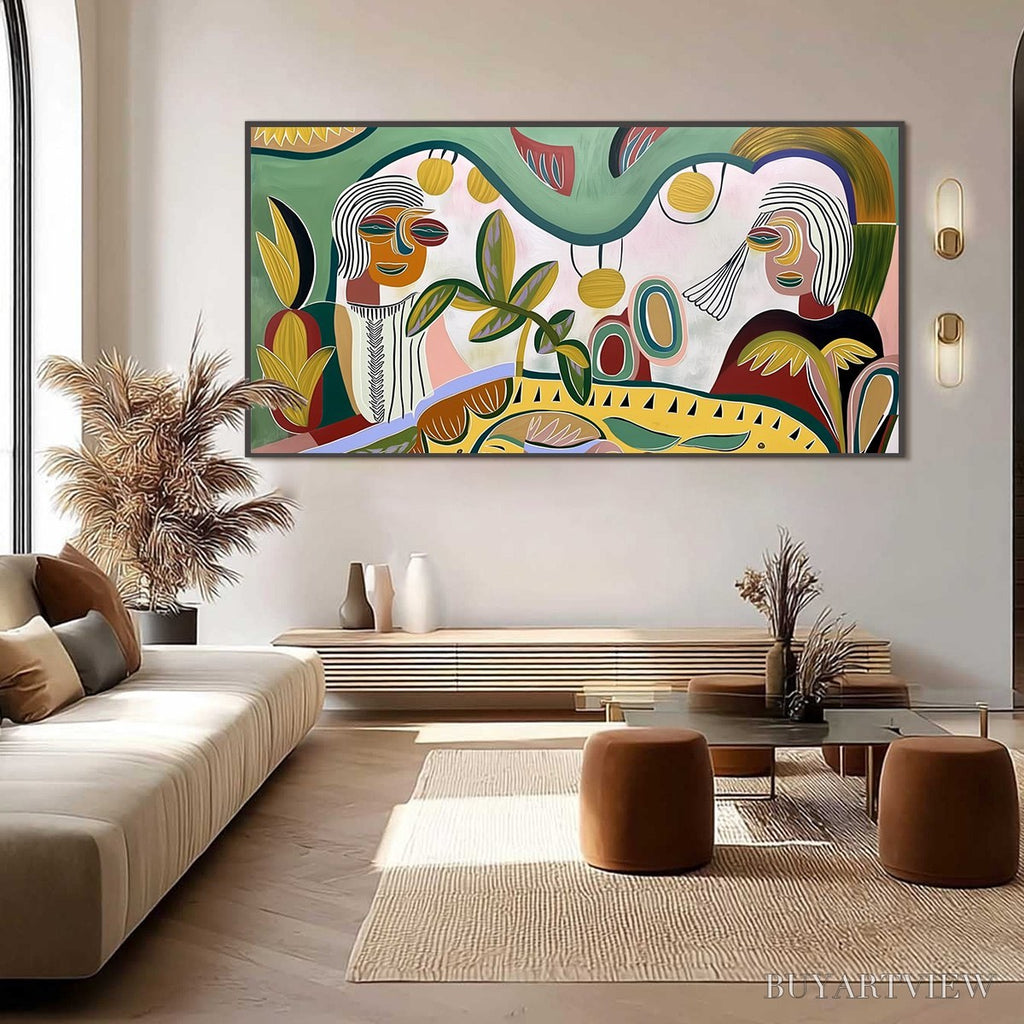 ARTOVITAS Garden Whispers – Colorful Abstract Figurative Painting for Modern Spaces - image 6
