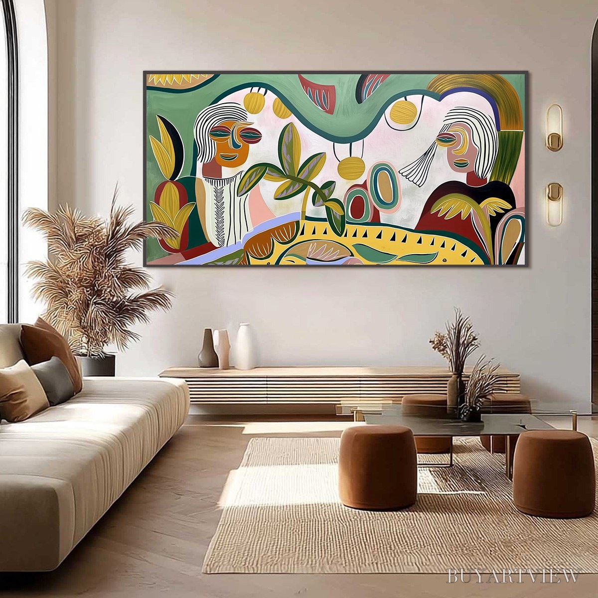 ARTOVITAS Garden Whispers – Colorful Abstract Figurative Painting for Modern Spaces - image 6