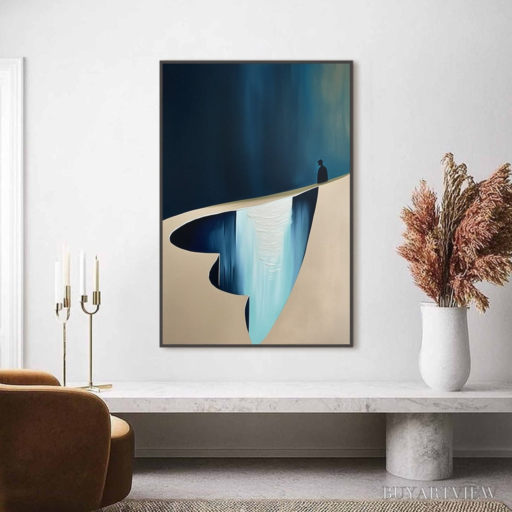 ARTOVITAS the Verge – Minimalist Abstract Painting of a Figure and Chasm - image 2