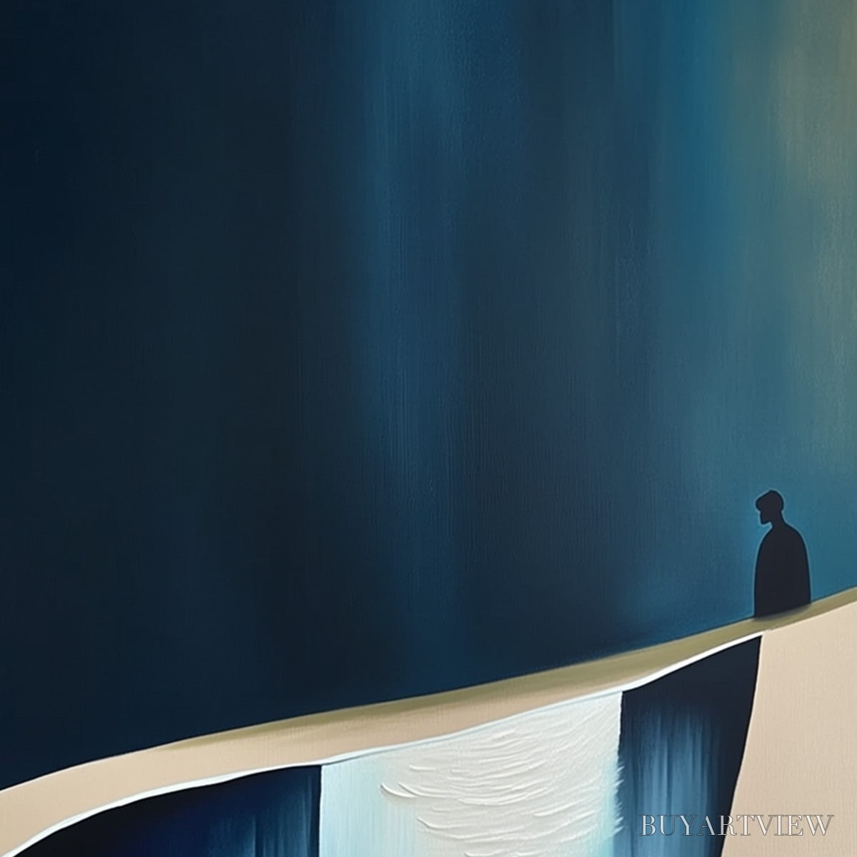 ARTOVITAS the Verge – Minimalist Abstract Painting of a Figure and Chasm - image 3