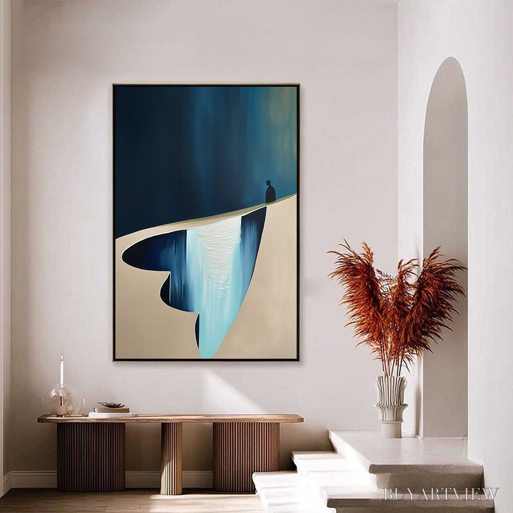 ARTOVITAS the Verge – Minimalist Abstract Painting of a Figure and Chasm - image 4