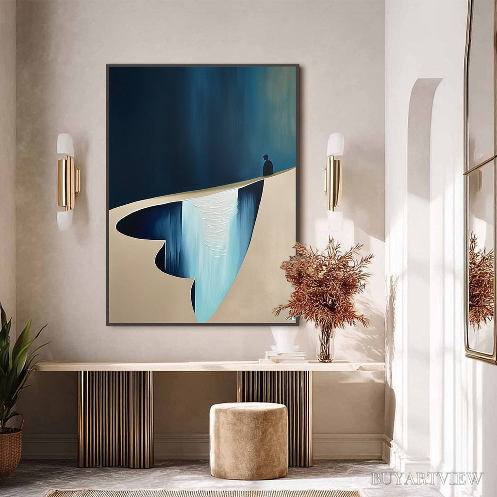 ARTOVITAS the Verge – Minimalist Abstract Painting of a Figure and Chasm - image 6
