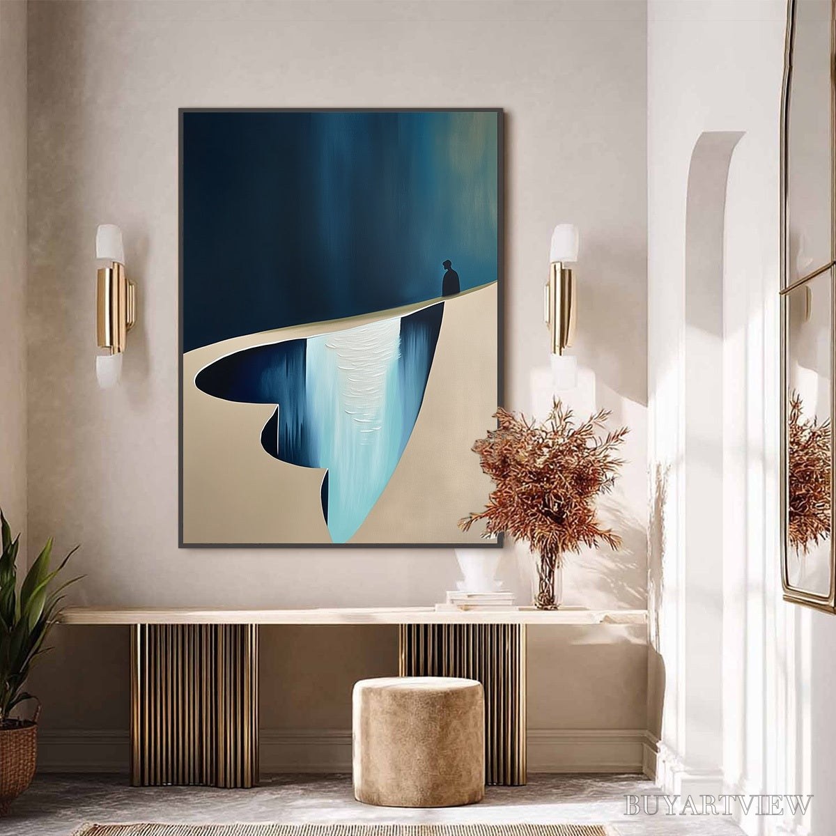 ARTOVITAS the Verge – Minimalist Abstract Painting of a Figure and Chasm - image 6