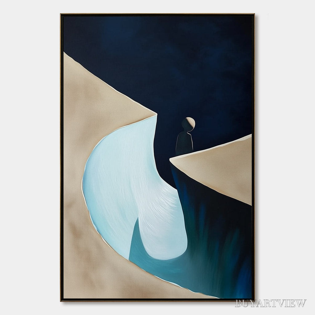 ARTOVITAS the Crossing – Minimalist Abstract Painting of a Figure's Journey - image 1
