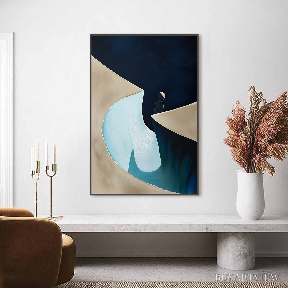 ARTOVITAS the Crossing – Minimalist Abstract Painting of a Figure's Journey - image 2