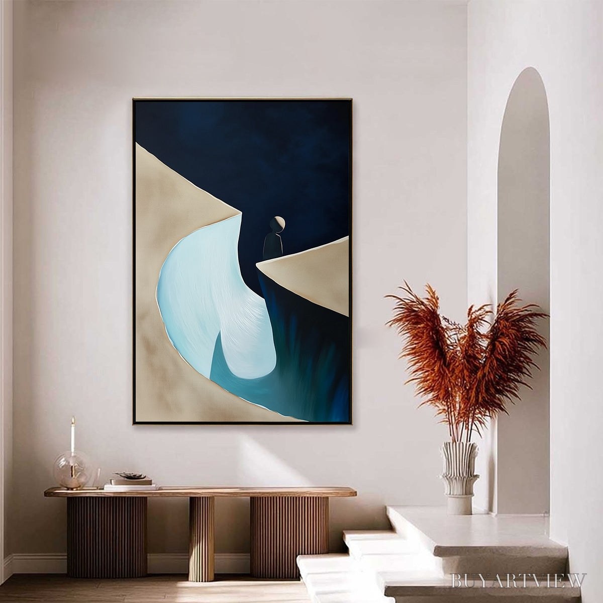 ARTOVITAS the Crossing – Minimalist Abstract Painting of a Figure's Journey - image 4
