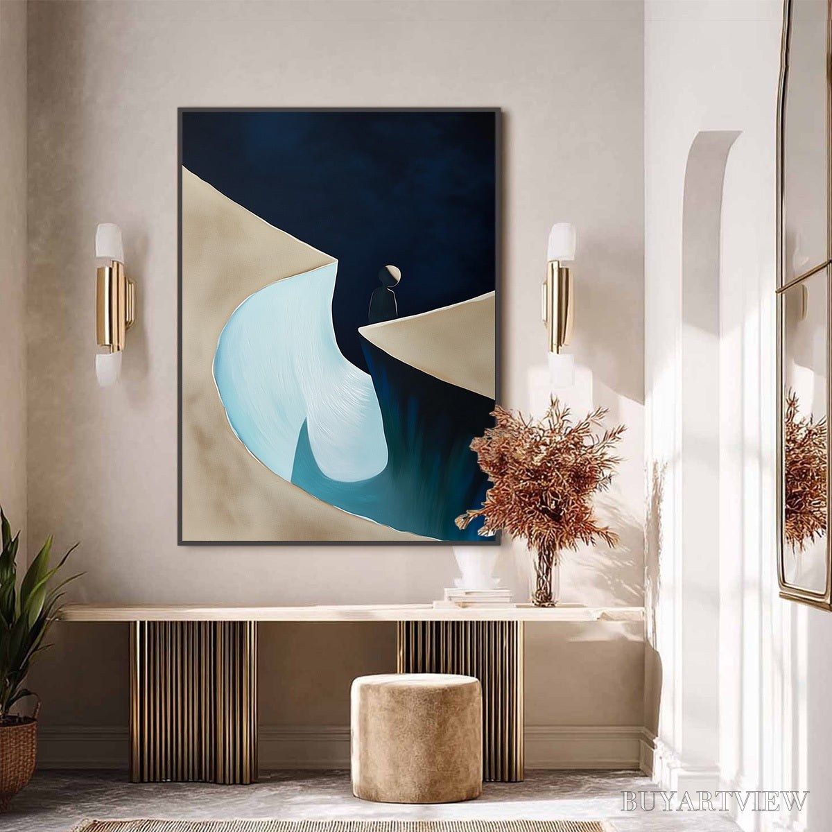 ARTOVITAS the Crossing – Minimalist Abstract Painting of a Figure's Journey - image 6