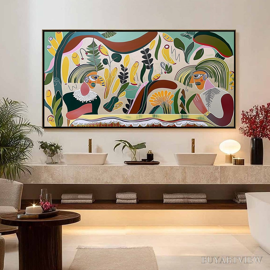 ARTOVITAS Garden Whispers – Colorful Abstract Figurative Boho - image 2