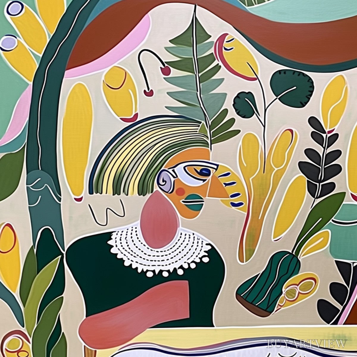 ARTOVITAS Garden Whispers – Colorful Abstract Figurative Boho - image 3