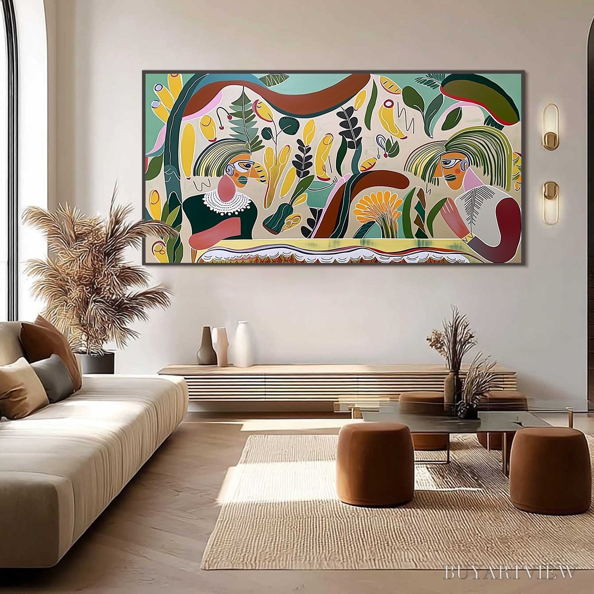 ARTOVITAS Garden Whispers – Colorful Abstract Figurative Boho - image 4