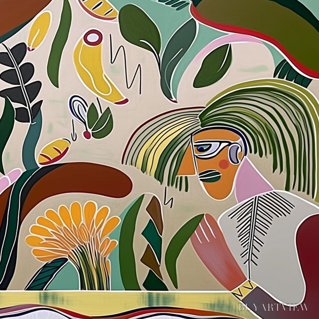 ARTOVITAS Garden Whispers – Colorful Abstract Figurative Boho - image 5
