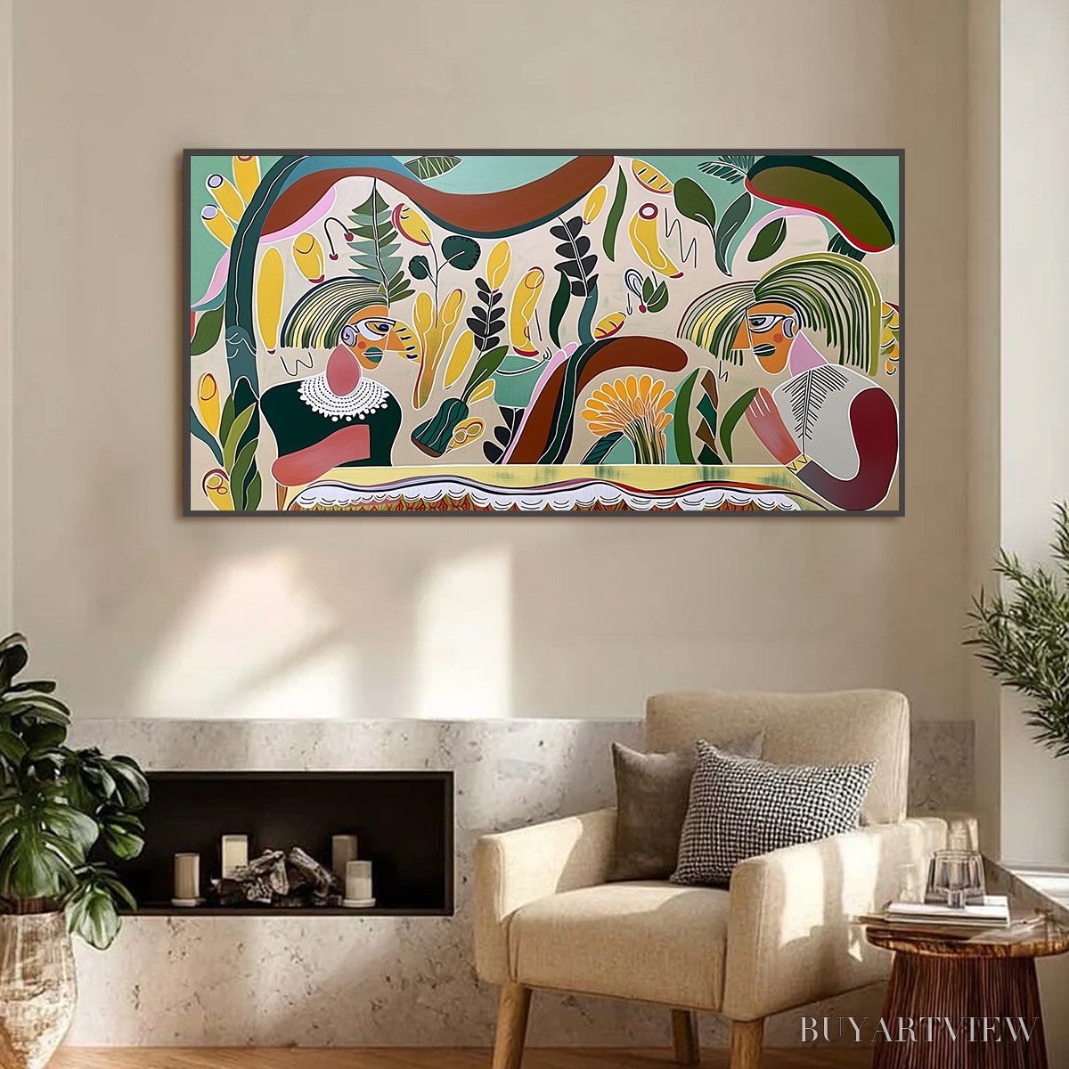 ARTOVITAS Garden Whispers – Colorful Abstract Figurative Boho - image 6