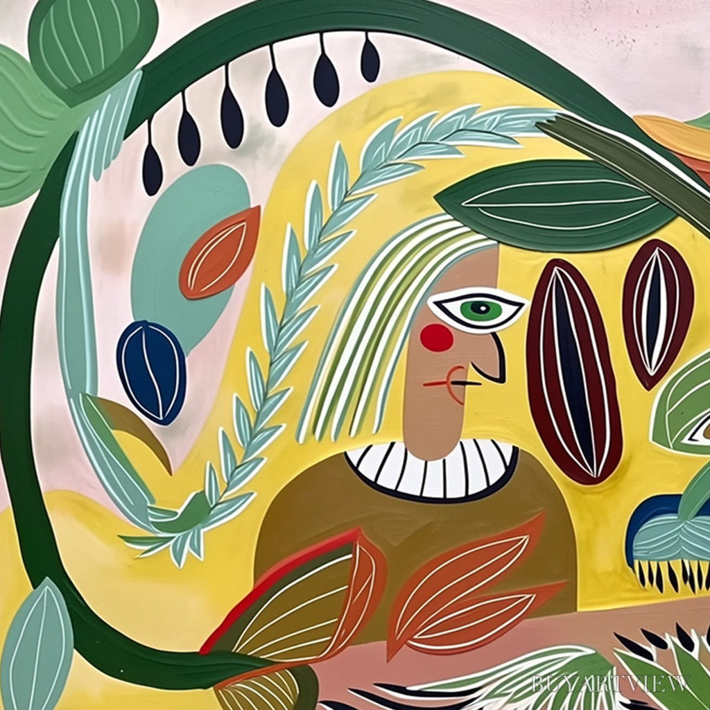 ARTOVITAS Garden Whispers – Large Colorful Boho Figurative Abstract Painting - image 3
