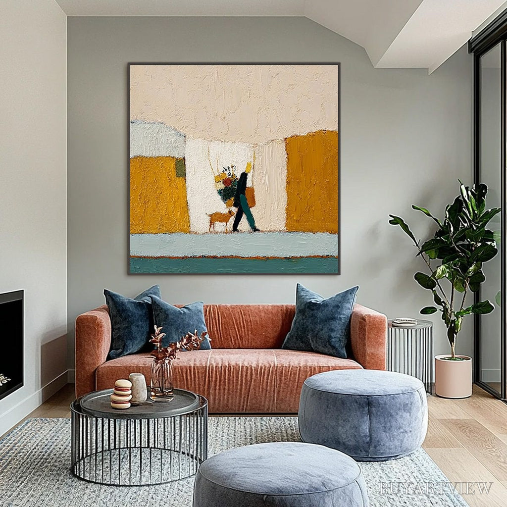 ARTOVITAS A Simple Pleasure – Textured Figurative Impasto Painting of a City Stroll - image 2