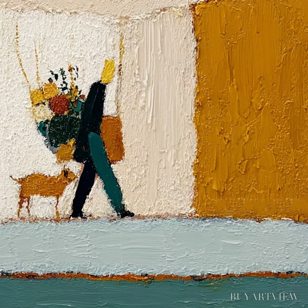 ARTOVITAS A Simple Pleasure – Textured Figurative Impasto Painting of a City Stroll - image 3
