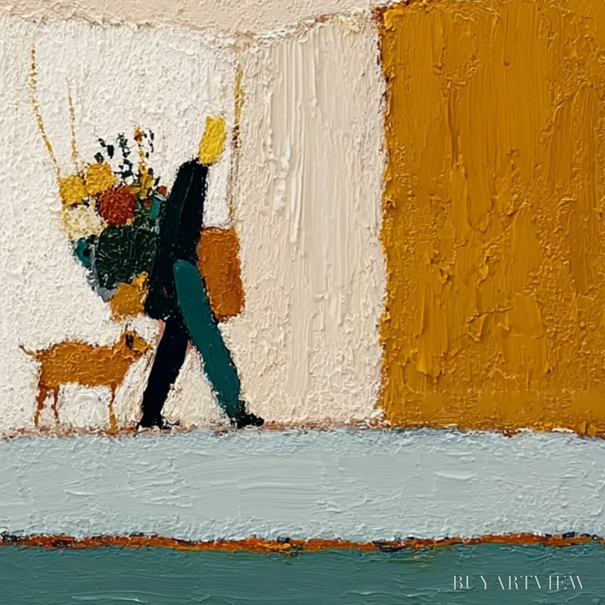 ARTOVITAS A Simple Pleasure – Textured Figurative Impasto Painting of a City Stroll - image 3