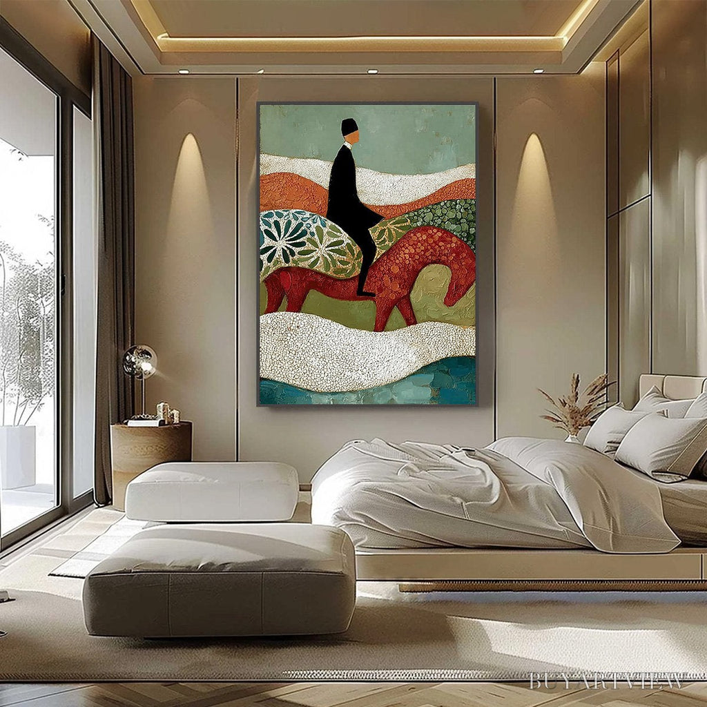 ARTOVITAS the Silent Journey – Textured Boho Figurative Painting of a Traveler's Journey - image 2