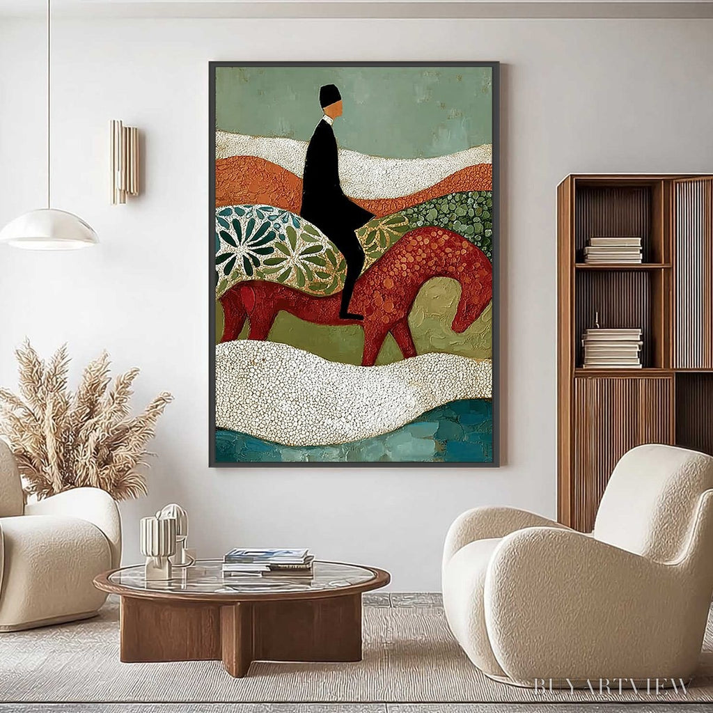 ARTOVITAS the Silent Journey – Textured Boho Figurative Painting of a Traveler's Journey - image 4