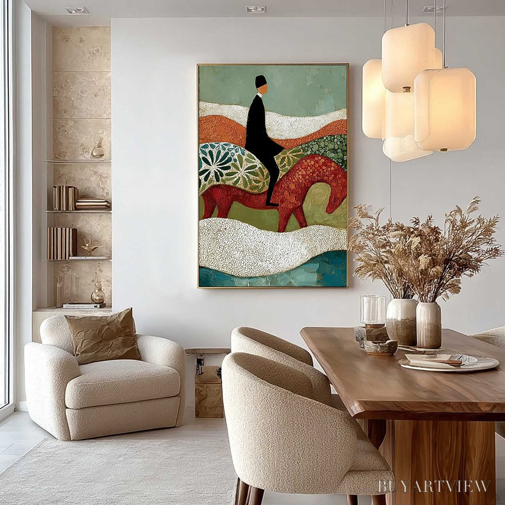 ARTOVITAS the Silent Journey – Textured Boho Figurative Painting of a Traveler's Journey - image 6