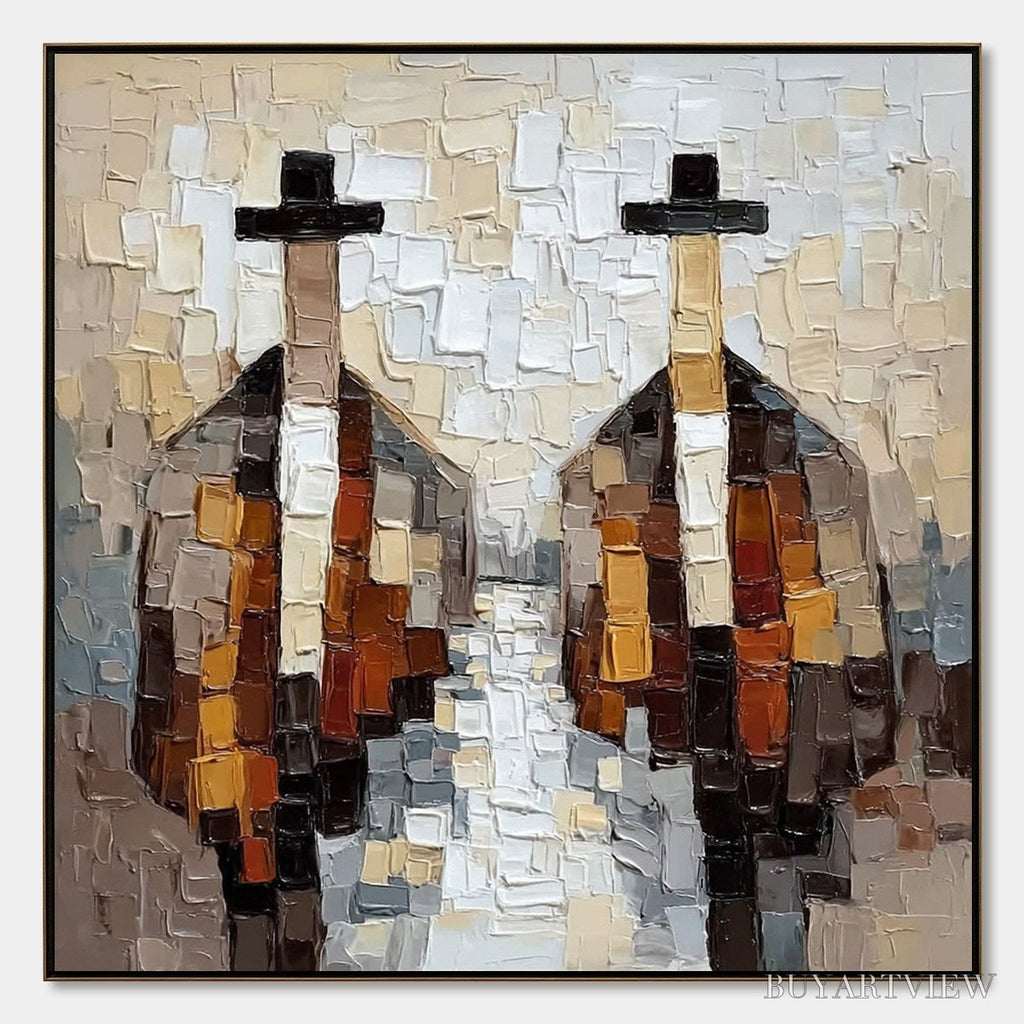 ARTOVITAS the Journeymen – Heavy Texture Palette Knife Figurative Painting - image 1