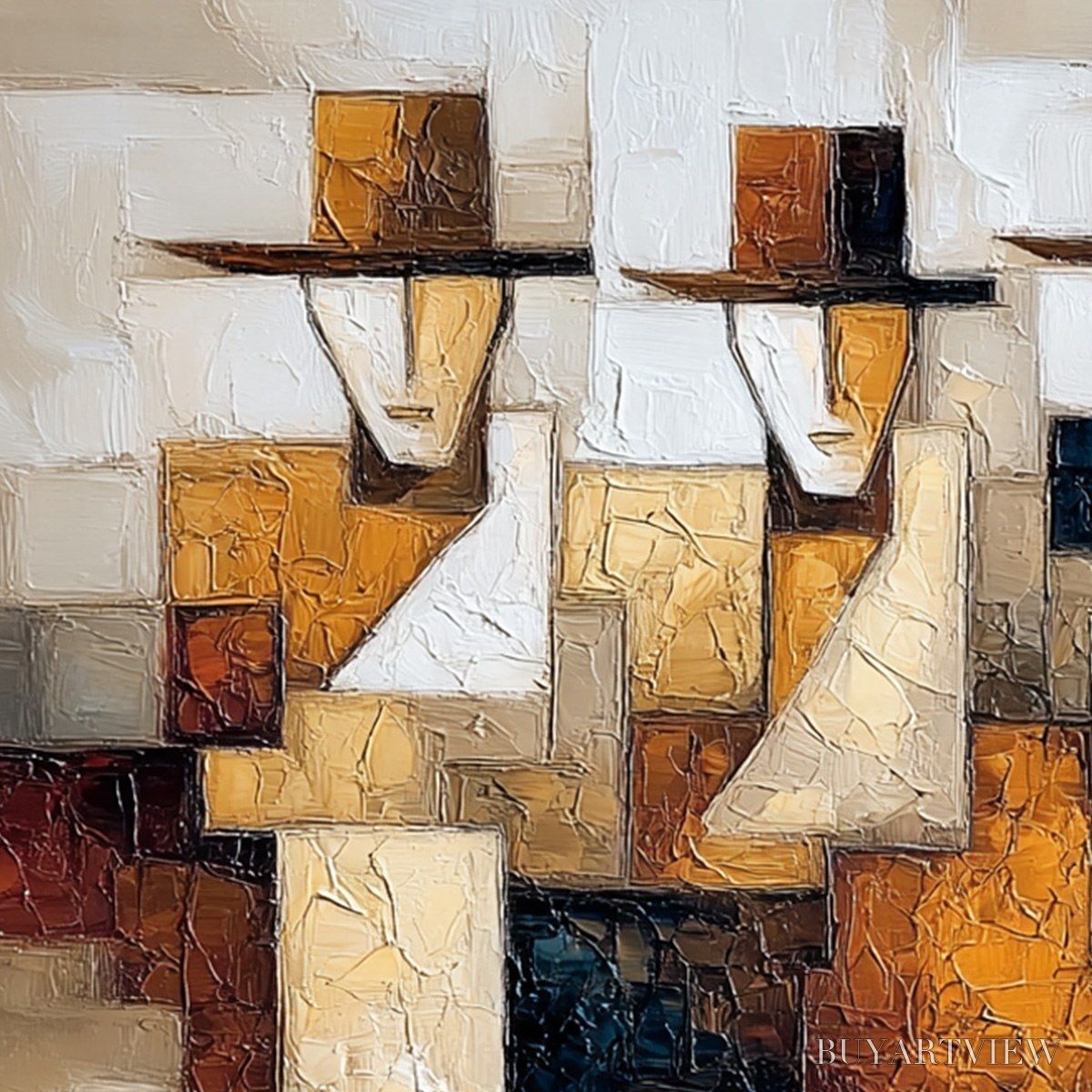 ARTOVITAS the Journeymen – Heavy Texture Palette Knife Figurative Painting - image 5